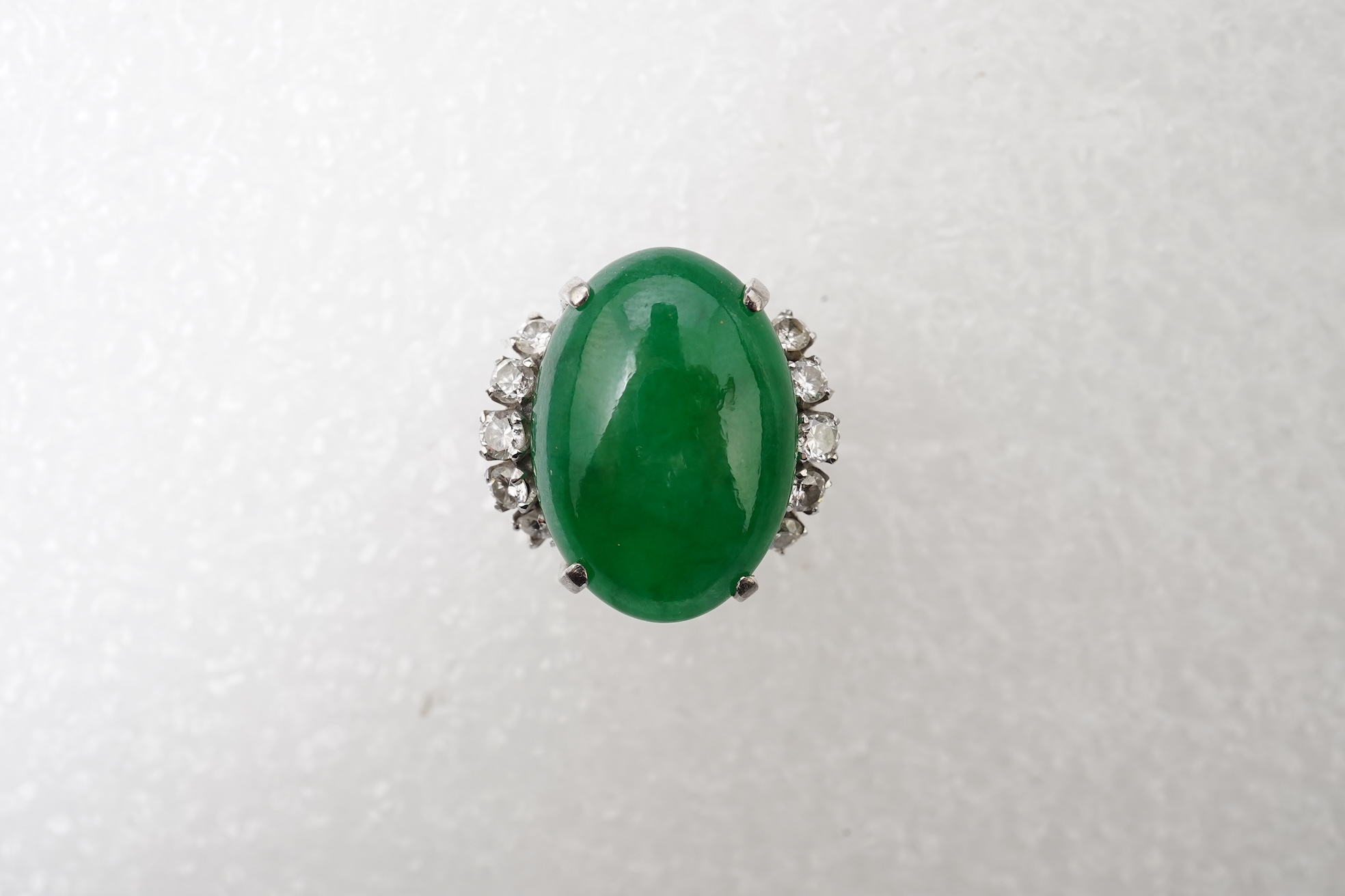 A jadeite and diamond ring, 1960s